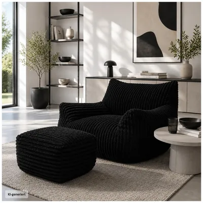 Produktbild von Loungesessel mit Hocker in Schwarz
