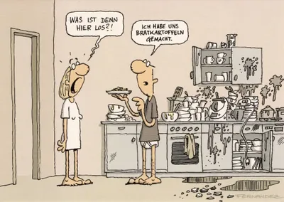 Produktbild von Cartoon-Postkarte Miguel Fernandez "Was ist denn hier los?"