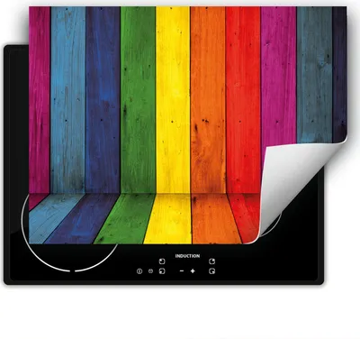 Immagine prodotto di DarHaus Piastra di copertura per stufa 80x52 cm Tappetino antiscivolo Roll-up, colorato - legno