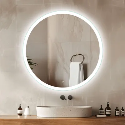 Runder LED-Badspiegel 60 cm, Touchschalter, 6000K