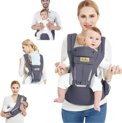 Image de Porte-bébé ergonomique Famanu, fabriqué en coton de haute qualité - Gris foncé