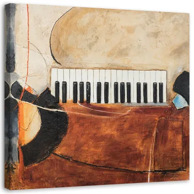 Produktbild von Leinwandbild klaviertasten abstrakt 30x30 cm Feeby braun wandbild bereit zum aufhängen