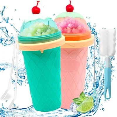 Productafbeelding van Slushy Maker Beker - 2 Stuks Siliconen Knijpbeker - Slushy Maker Draagbare - Siliconen Slushiemaker Voor Kinderen en Volwassenen