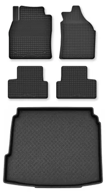 Image de Tapis en caoutchouc + bac de coffre pour Citroen C5 X 2022- – 5 pièces, noirs, semi-universel, adapté