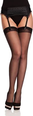 Image de Bas à jarretelles Antie pour femmes, multicolores, pour porte-jarretelles, O 4006, 20 deniers (noir, taille M)
