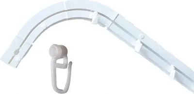 Produktbild von 1- läufig 240 cm Gardinenstange Innenschiene Decke weiße Schiene Vorhangschiene Gardinenschiene  Rundbogen Innenlaufrollen mit Faltenhaken