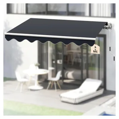 Produktbild von Gelenkarmmarkise mit Volant, 4 m Breite, Handkurbel, neigungsverstellbar, Aluminiumrahmen, Sonnenschutz und witterungsbeständig
