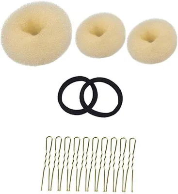 Imagen del producto de Conjunto de accesorios para el cabello, de 15 piezas, color beige, para diferentes peinados