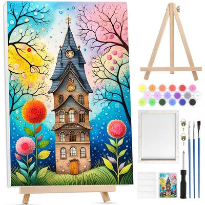 Image de Kit de peinture par numéros pour adultes, avec cadre et chevalet, toile de 20x30 cm