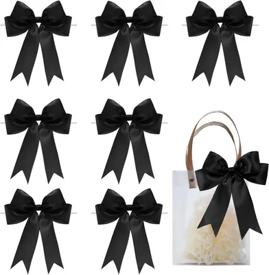 Produktbild von Geschenkband 14 cm, 24 Stück, schwarz, Satin, für Feierlichkeiten