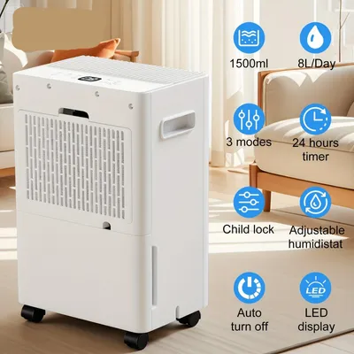 Productafbeelding van Luchtontvochtiger - Vochtvreter - Dehumidifier - Vochtbestrijder - Wasdroogfunctie - 1,5L Waterreservoir