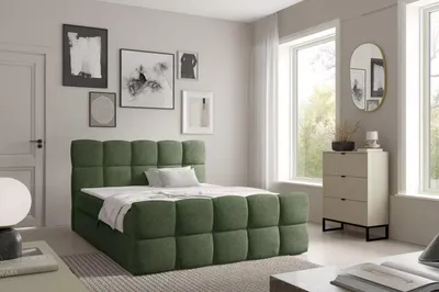 Obrázek produktu pro Kontinentální postel 200x220 ISEMBARD - láhvově zelená + topper