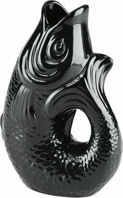 Immagine prodotto di Gift Company Vase Monsieur Carafon S, Dekovase in Fisch-Form, Steingut, Schwarz, 25.2 cm, 1087403002