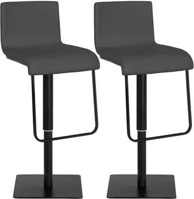 Produktbild von CLP 2er Set Barhocker Limon Kunstlederbezug drehbar und höhenverstellbar bis 240 kg grau Gestell Farbe schwarz