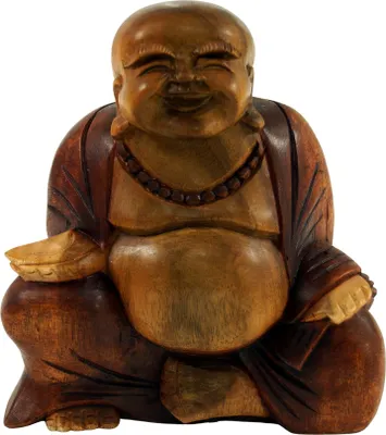 Produktbild von Geschnitzter Lucky Buddha 20 cm - Modell 7, Braun, Holz, Buddhas