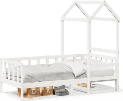 Image de vidaXL Lit de jour avec toit Blanc 80x200 cm Pin massif