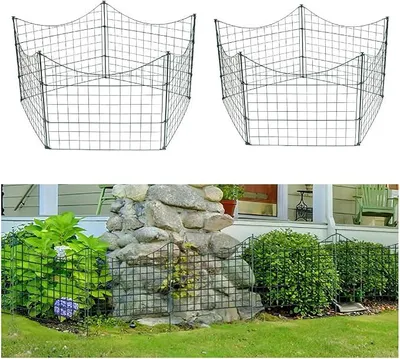 Produktbild von Teichzaun, 22 Stück Set Gartenzaun Metall Teichzaun, Steckzaun Gitterzaun - 10 Zaunelemente 12 Befestigungsstäbe (Unterbogen)