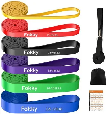 Productafbeelding van Weerstandsbandenset 6 Niveaus, Oefenbanden met Deuranker, Ideaal voor Krachttraining, Crossfit, Stretching en Powerlifting voor Mannen e