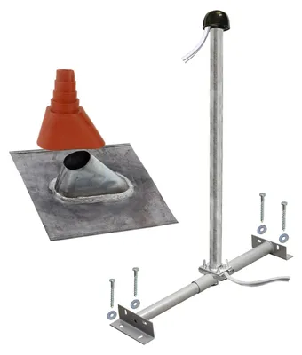 Produktbild von PremiumX BASIC Dachsparrenhalter 100cm SAT Mast Bleiabdeckblech Set rot