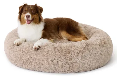 Produktbild von Hundebett rund waschbar flauschig 100cm Kamel