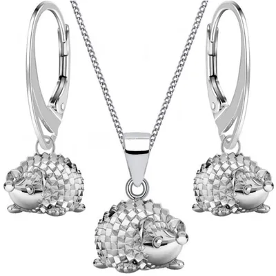 Igel Ohrringe mit Kette Schmuckset 925 Echtsilber I 45cm
