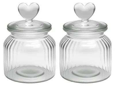 Image de Lot de 2 boîtes de rangement avec couvercle en forme de cœur, 650 ml
