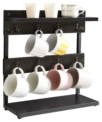 Image de Support à tasses vintage à deux niveaux avec base de rangement
