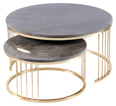 Image de Table basse moderne beige en acier inoxydable