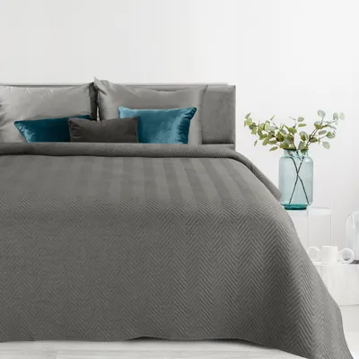 Produktbild von Decke Tagesdecke Bettüberwurf Lein-Optik 3 dunkelgrau 220x240 cm cm dunkelgrau