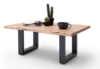 Produktbild von Couchtisch Baumkantentisch Akazie-massiv U-Form rechteckig natur lackiert 110 cm