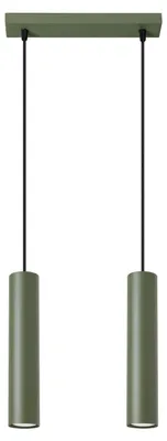 Image de Lampe pendante LAGOS 2 vert olive 2xGU10 10W acier 105x6x30cm Sollux Lighting