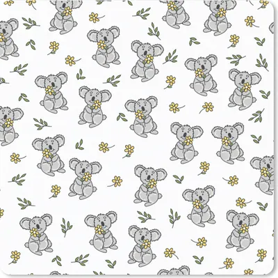 Produktbild von MuchoWow® Mauspad Mousepad Koala - Blumen - Muster - Kind 30x30 cm - Mousepads - Maus Mat - Pad - Mausunterlage - Gaming