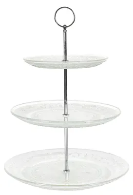 Produktbild von Etagere 3 Schichten - transparent - Metall - D25 x H35 cm - Hoher Tee - Kuchen - Dekorativ - Servier