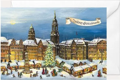 Produktbild von Weihnachtsklappkarte Dresdner Striezelmarkt mit Umschlag