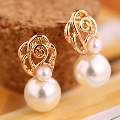 Produktbild von Mode Frauen Faux Perle Ohr Bolzen Ohrringe Hochzeit Party Braut Ohr Schmuck