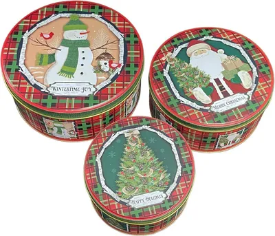Obrázek produktu pro sada 3 kovových vánočních plechovek - Nostalgická vánoční dekorace - plechovka na perníčky a sušenky