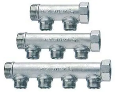 Obrázok produktu pre Modulárny rozvodný kolektor 3/4" s 2 odbočkami M, č. 455 – MF 3/4" – 2 odbočky M 1/2"