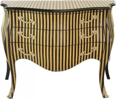 Produktbild von Casa Padrino Barock Kommode Streifen Creme / Schwarz - Handgefertigt aus Massivholz-  Limited Edition