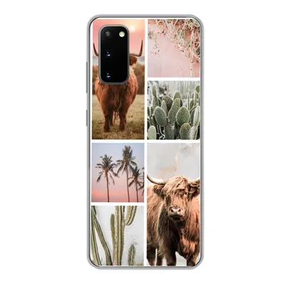 Produktbild von MuchoWow® Handyhülle Schutzhülle Hülle für Samsung Galaxy S20 Schottischer Highlander - Sukkulente - Pastell Silikon Softcase Handy Hülle - Bild