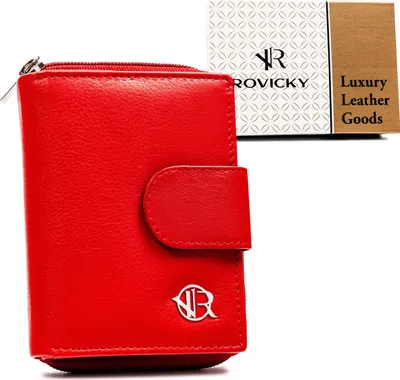 Immagine prodotto di Rovicky | Portafoglio piccolo, con chiusura in pelle, rosso, 9x12 cm