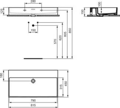 Produktbild von IDEAL STANDARD R0549MA Waschtisch Extra 815 mm o.Hahnloch