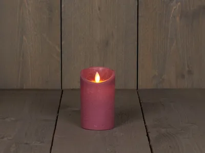 Obrázek produktu pro LED svíčka z pravého vosku s časovačem blikající knot starorůžová Výška 12,5 cm