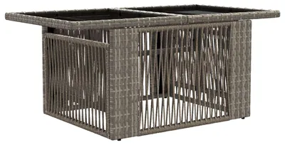 Zdjęcie produktu dla Stół ogrodowy vidaXL, szary, 100 x 55 x 37 cm, rattan PE i szkło