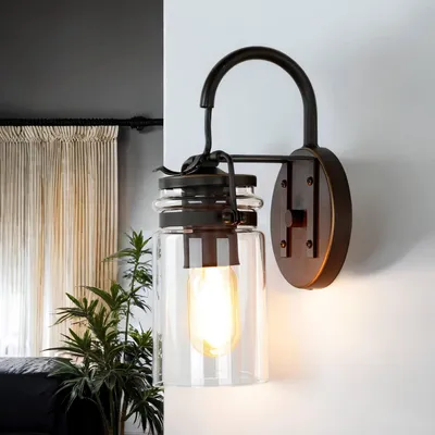 Produktbild von Wandlampe innen E27 Bronze aus Glas Metall Industrial Wandleuchte