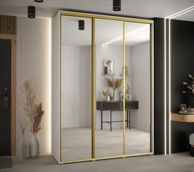 Produktbild von Kleiderschrank YVONA 2 – 170/45 cm, weiß/gold