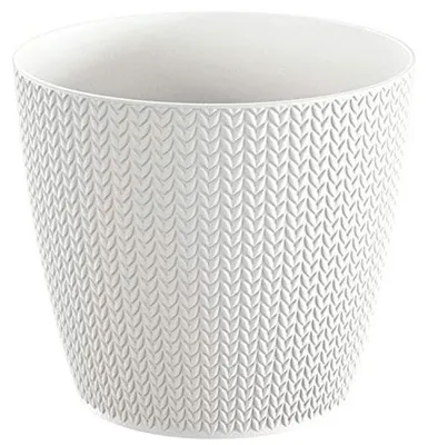 Image de Pot de fleurs tressé blanc pour l'intérieur et l'extérieur