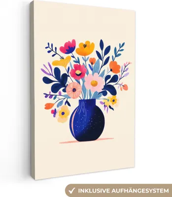 Produktbild von Leinwand Bilder 60x90 cm - Eklektisch - Vase - Blumen, Bild Modern, Wanddeko, Gemälde