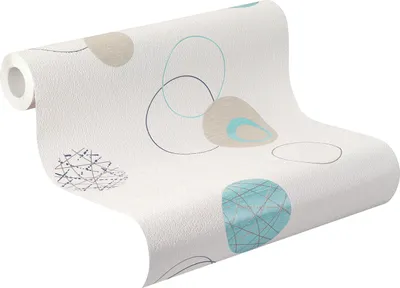 Produktbild von Tapete Vlies Rasch 475913 Kreise türkis/beige