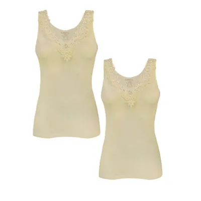 Produktbild von TOKER COLLECTION® Unterhemd Damen Unterhemd mit extra breiter Spitze 2 Stück (Packung, 2er Pack) exklusive Spitzen, Farbe Creme, Größe 56/58