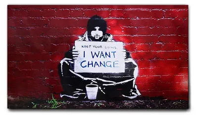 Zdjęcie produktu dla Giallobus - Chce resztę - Banksy - 100D x 60S cm - Obraz - Standaard frame canvas